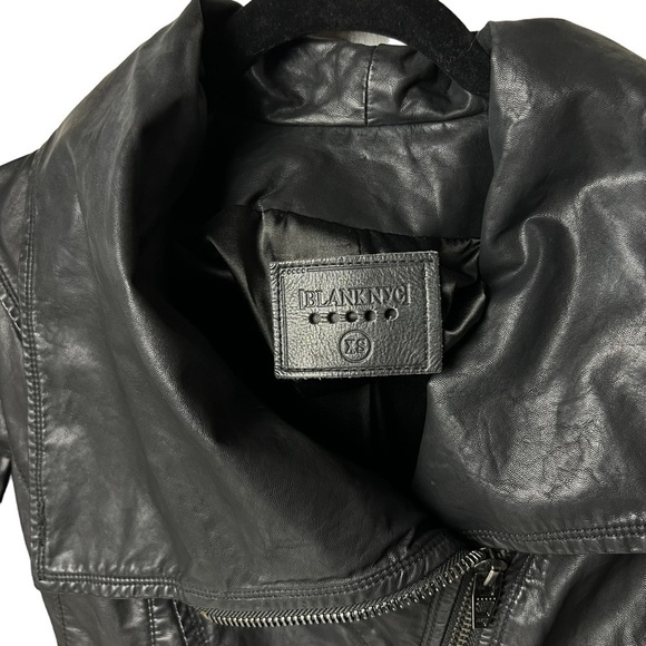 BlankNYC Faux Leather Moto Jacket in Black Size XS Cowl Neck Zip Sleeve & Front - Picture 3 of 9